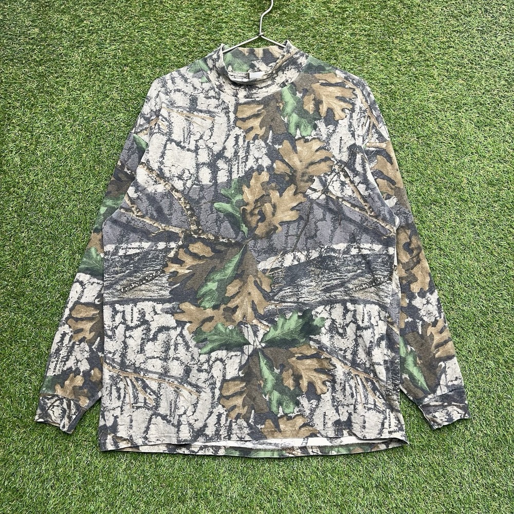 Jerzees Outdoors Camo Shirt Mens XL Long Sleeve Bigwoods Trebark USA AOP Hunting